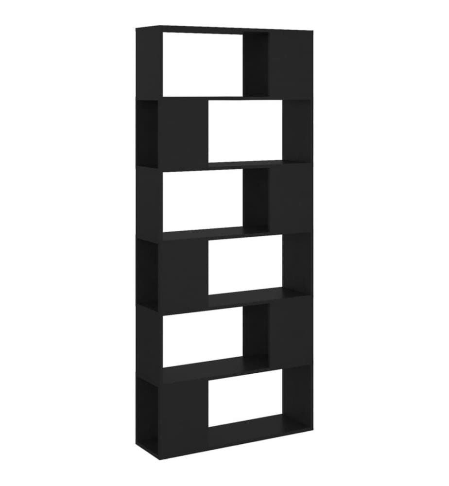 Bücherregal Raumteiler Schwarz 80x24x186 cm Holzwerkstoff