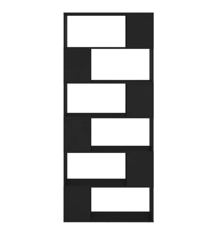 Bücherregal Raumteiler Schwarz 80x24x186 cm Holzwerkstoff