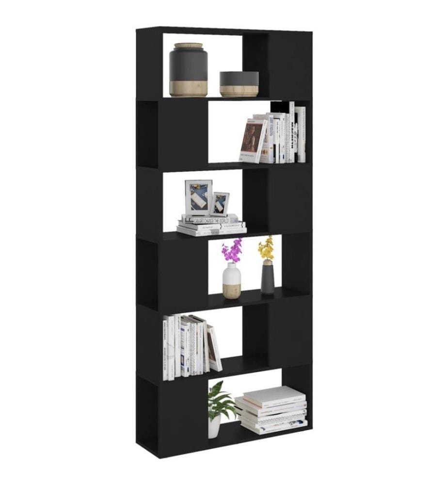 Bücherregal Raumteiler Schwarz 80x24x186 cm Holzwerkstoff