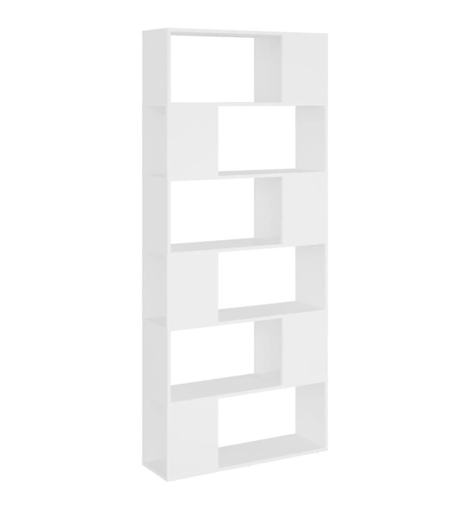 Bücherregal Raumteiler Weiss 80x24x186 cm Holzwerkstoff