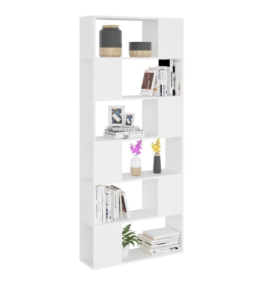 Bücherregal Raumteiler Weiss 80x24x186 cm Holzwerkstoff