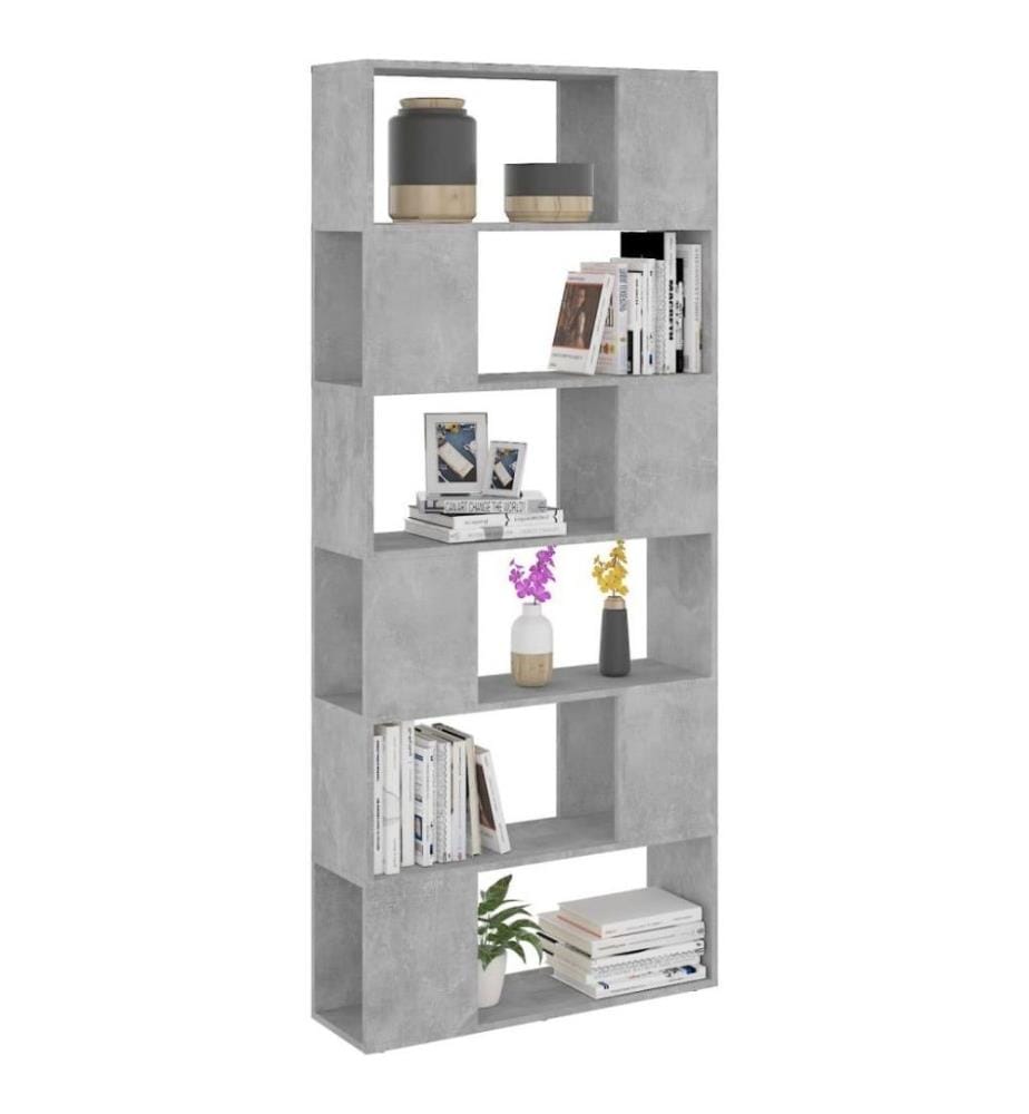Bücherregal Raumteiler Betongrau 80x24x186 cm Holzwerkstoff