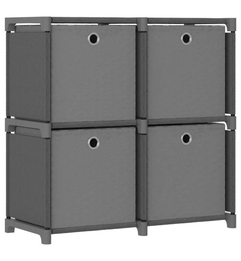 Würfel-Regal mit Boxen 4 Fächer Grau 69x30x72,5 cm Stoff