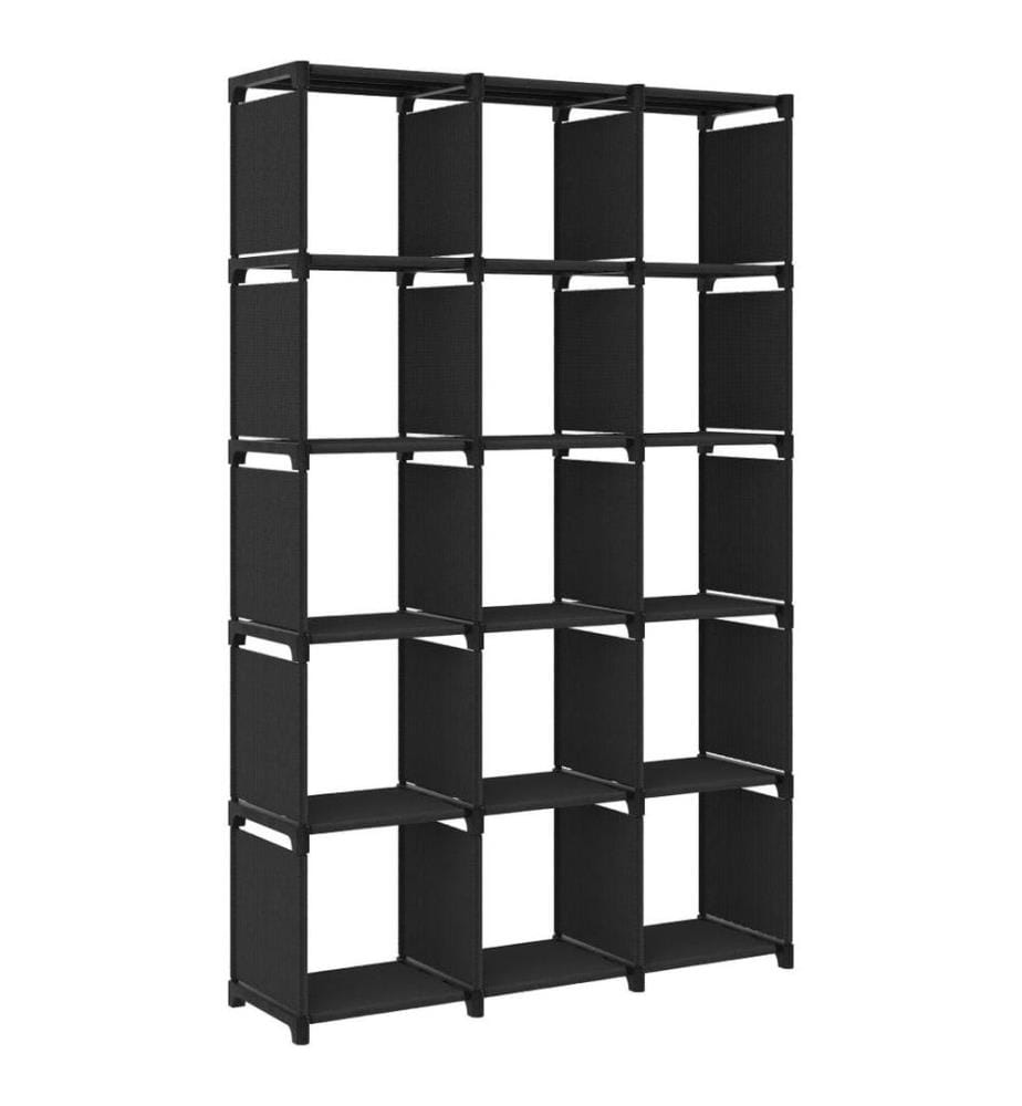 Würfel-Regal 15 Fächer Schwarz 103x30x175,5 cm Stoff