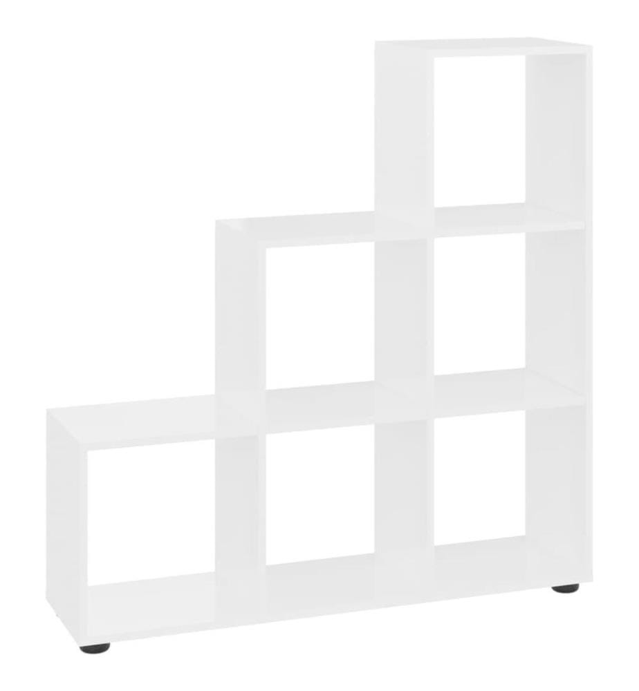Bibliothèque escalier Blanc brillant 107 cm Bois d'ingénierie