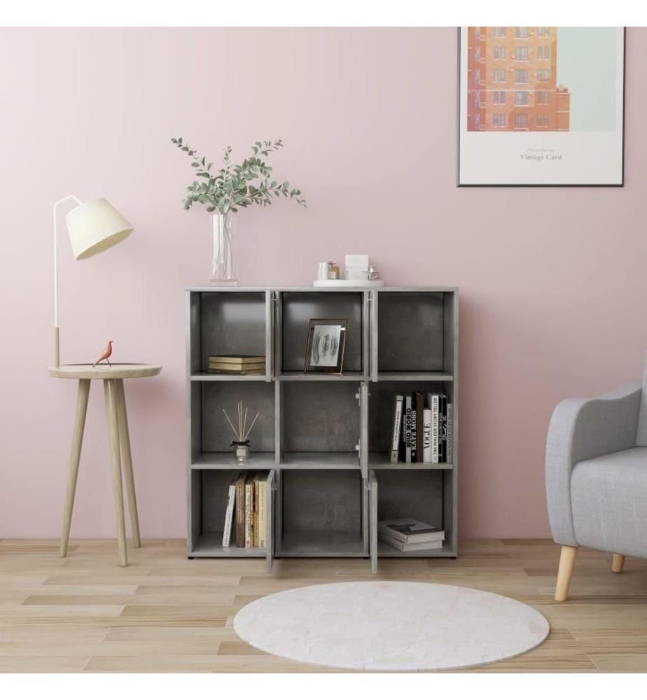 Bücherregal Betongrau 90x30x90 cm Holzwerkstoff