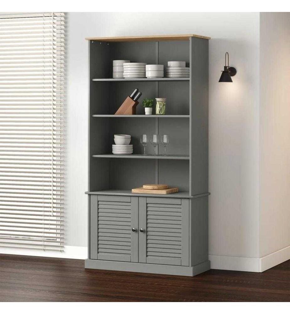 Bücherregal VIGO Grau 85x35x170 cm Massivholz Kiefer