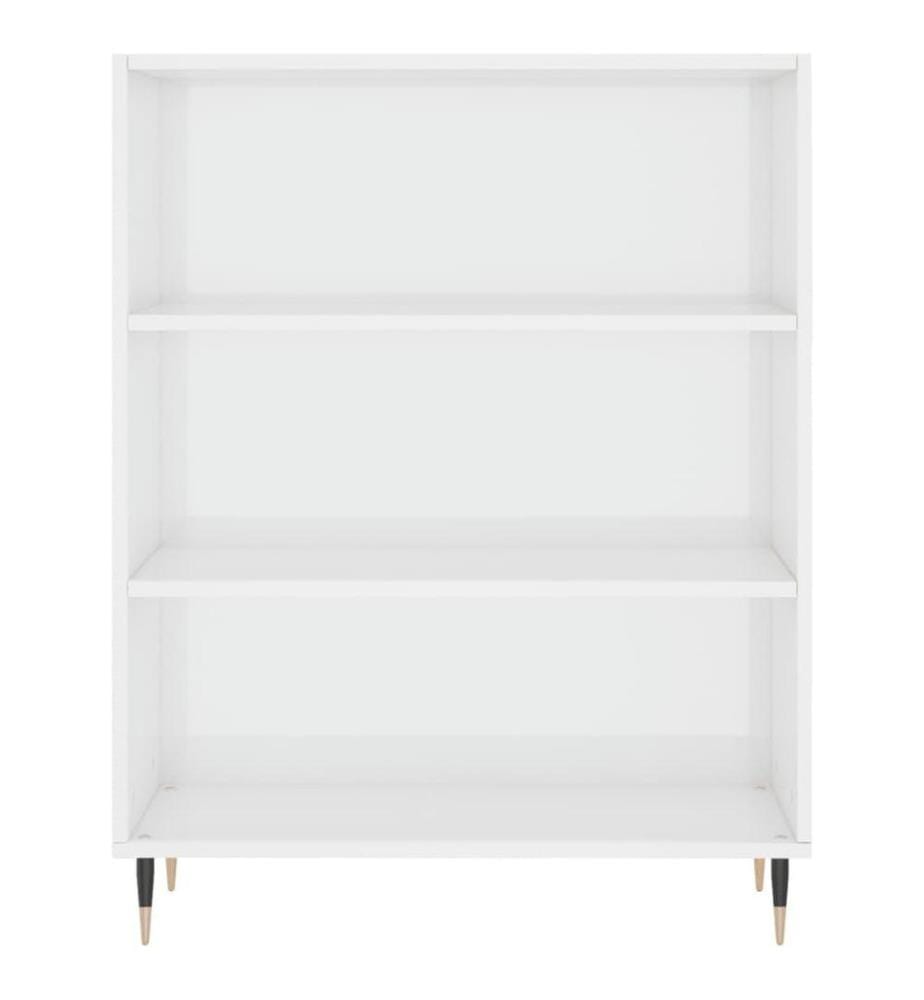 Bibliothèque blanc brillant 69,5x32,5x90 cm bois d'ingénierie