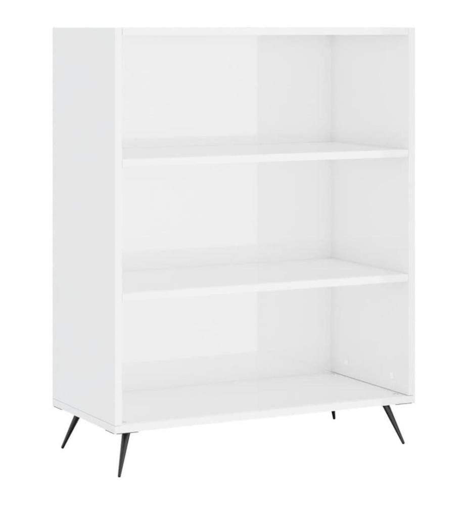 Bücherregal Hochglanz-Weiss 69,5x32,5x90 cm Holzwerkstoff