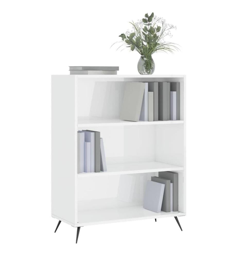 Bücherregal Hochglanz-Weiss 69,5x32,5x90 cm Holzwerkstoff