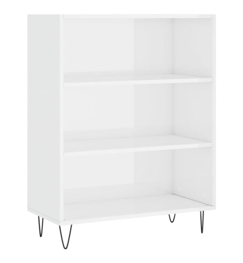 Bücherregal Hochglanz-Weiss 69,5x32,5x90 cm Holzwerkstoff