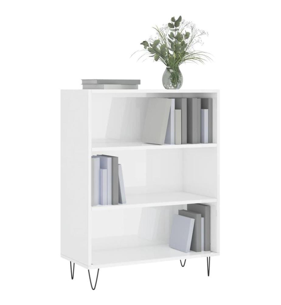 Bücherregal Hochglanz-Weiss 69,5x32,5x90 cm Holzwerkstoff