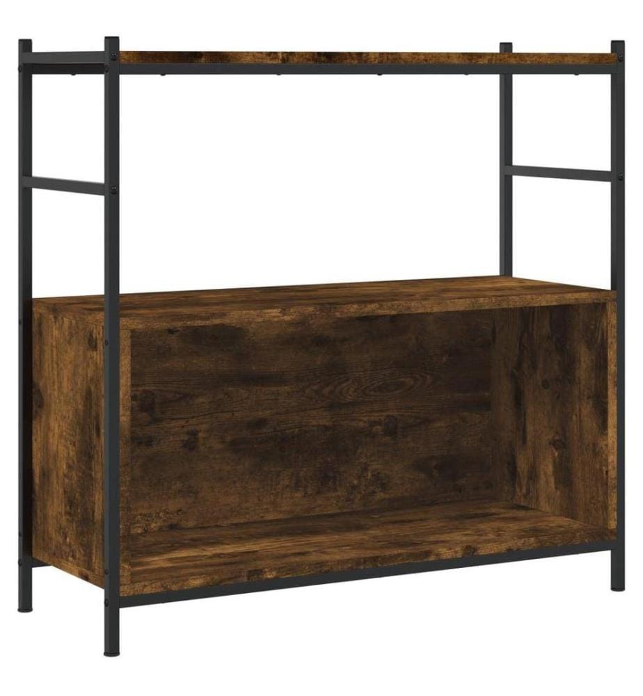 Bibliothèque chêne fumé 80x30x78,5 cm bois d'ingénierie et fer