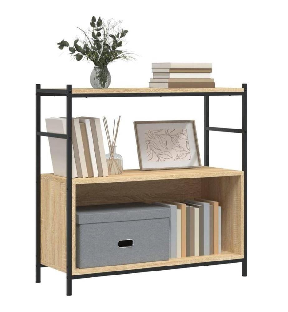 Bibliothèque chêne sonoma 80x30x78,5cm bois d'ingénierie et fer