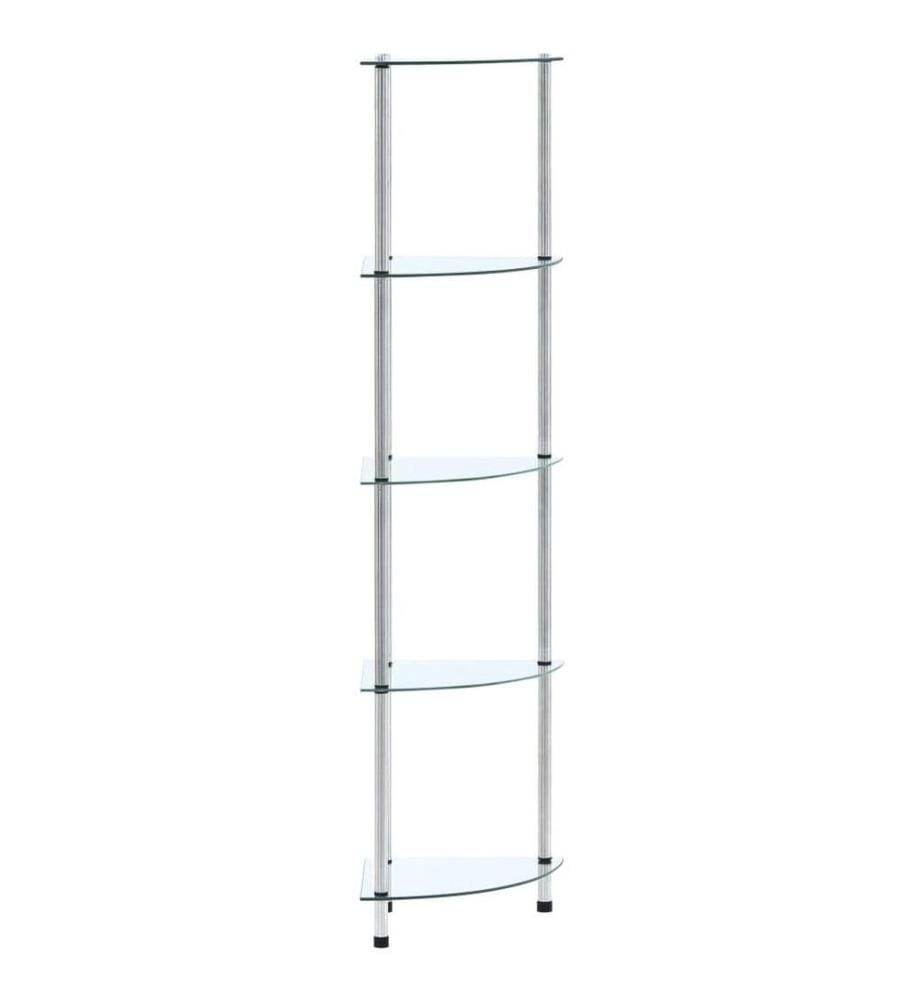 Regal mit 5 Ablagen Transparent 30x30x130 cm Hartglas