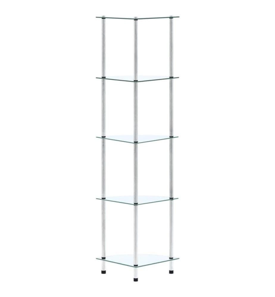Regal mit 5 Ablagen Transparent 30x30x130 cm Hartglas