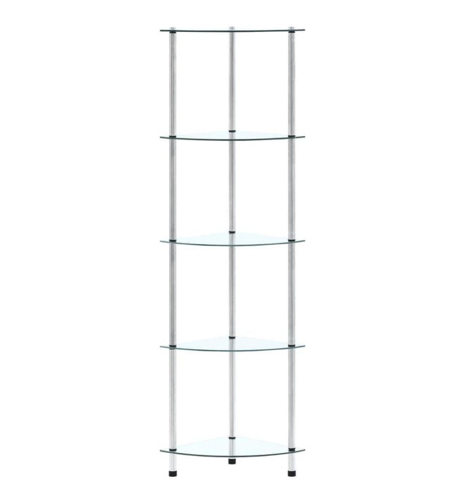 Regal mit 5 Ablagen Transparent 30x30x130 cm Hartglas