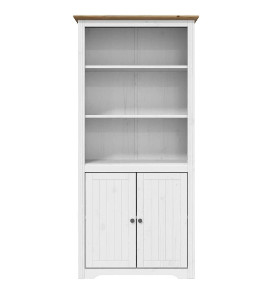 Bibliothèque BODO blanc and marron 80x40x172cm bois massif pin