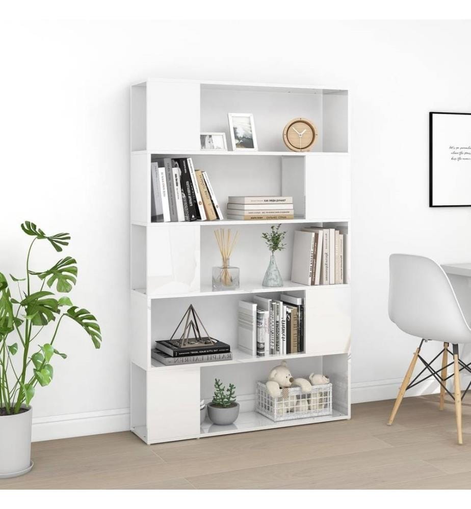Bücherregal Raumteiler Hochglanz-Weiss Holzwerkstoff