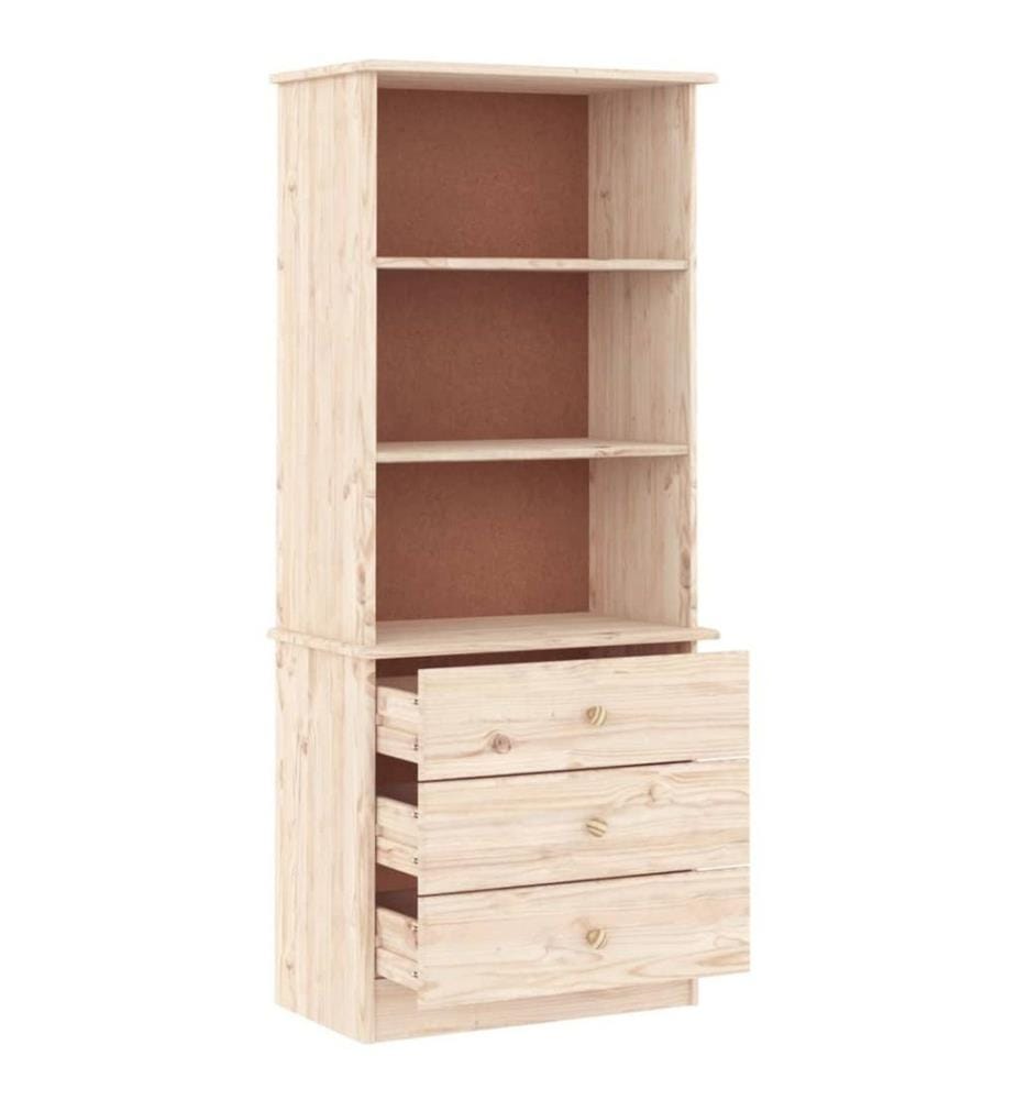 Bücherregal mit Schubladen ALTA 60x35x142 cm Massivholz Kiefer