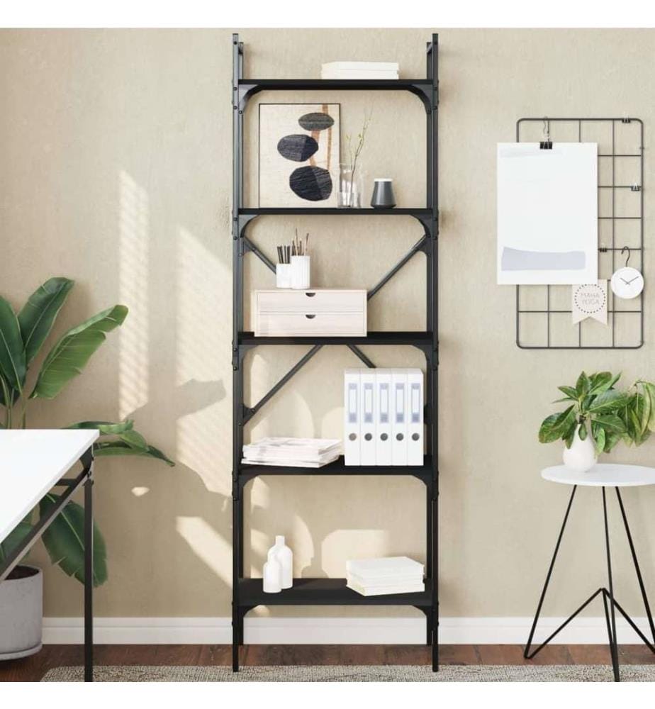 Bücherregal 5 Fächer Schwarz 56x31,5x174 cm Holzwerkstoff