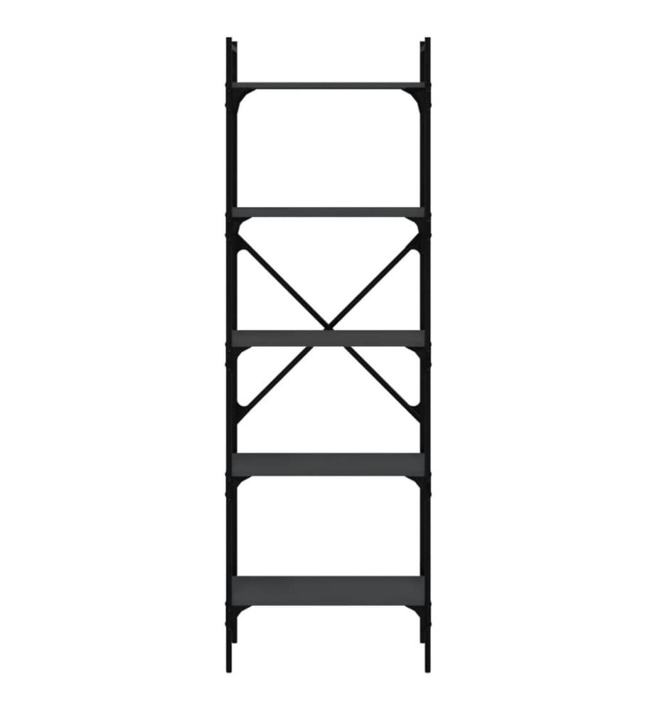 Bibliothèque à 5 niveaux noir 56x31,5x174 cm bois d'ingénierie