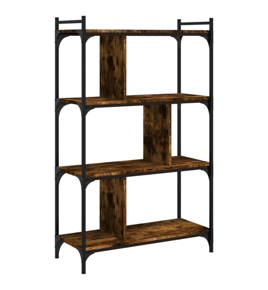 Bibliothèque 4 niveaux chêne fumé 76x32x123cm bois d'ingénierie