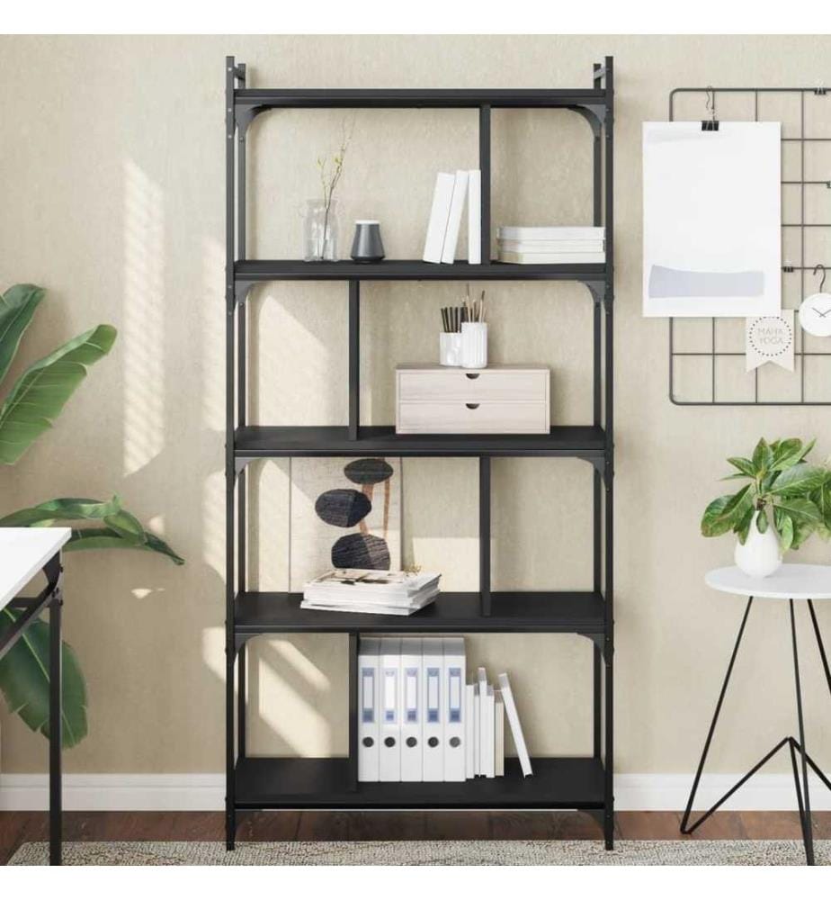 Bücherregal 5 Böden Schwarz 76x32x158 cm Holzwerkstoff