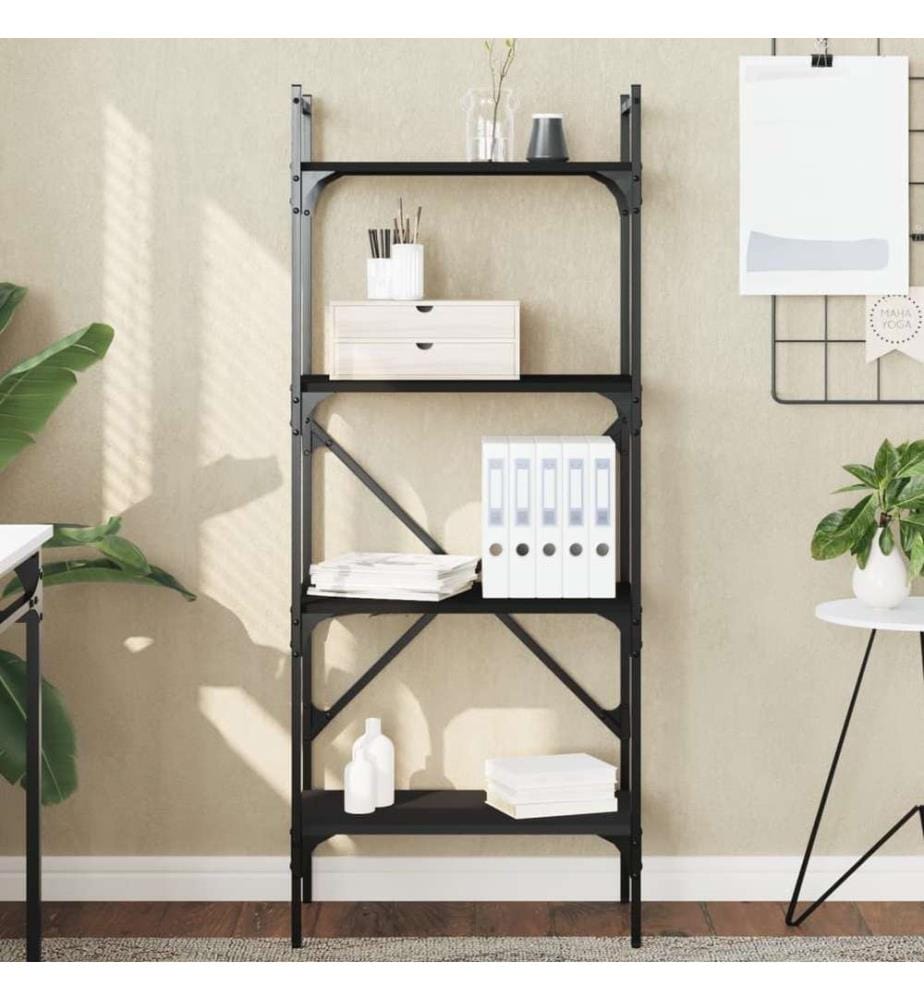 Bücherregal 4 Fächer Schwarz 56x31,5x138,5 cm Holzwerkstoff