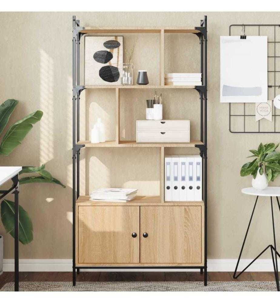 Bücherregal mit Tür Sonoma-Eiche 76,5x30x154,5 cm Holzwerkstoff
