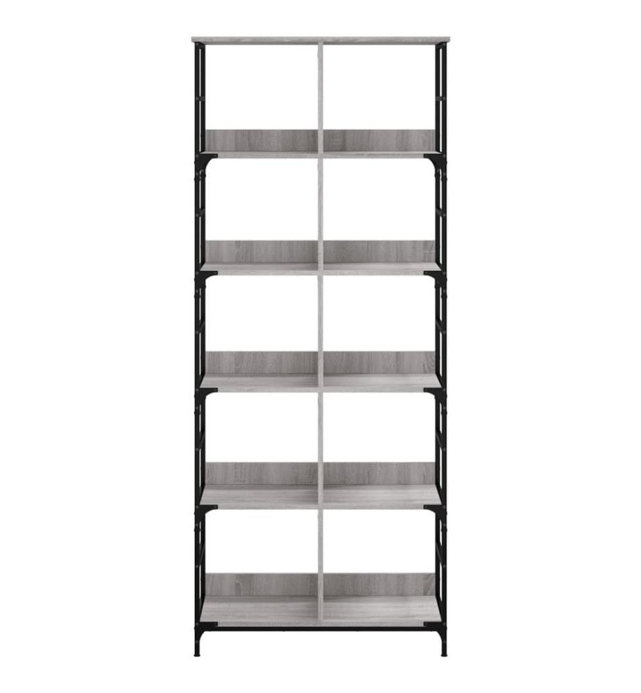 Bibliothèque sonoma gris 78,5x33x188,5 cm bois d'ingénierie
