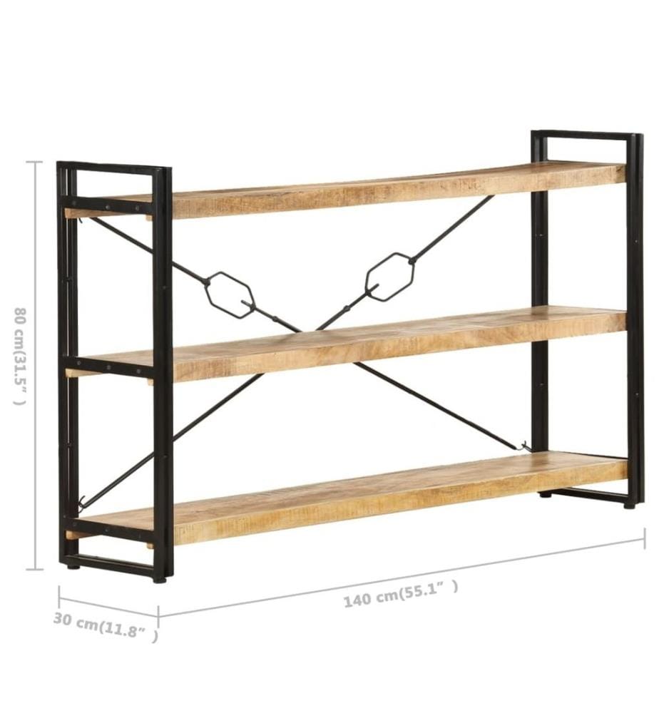 Bibliothèque à 3 niveaux 140x30x80 cm Bois de manguier massif
