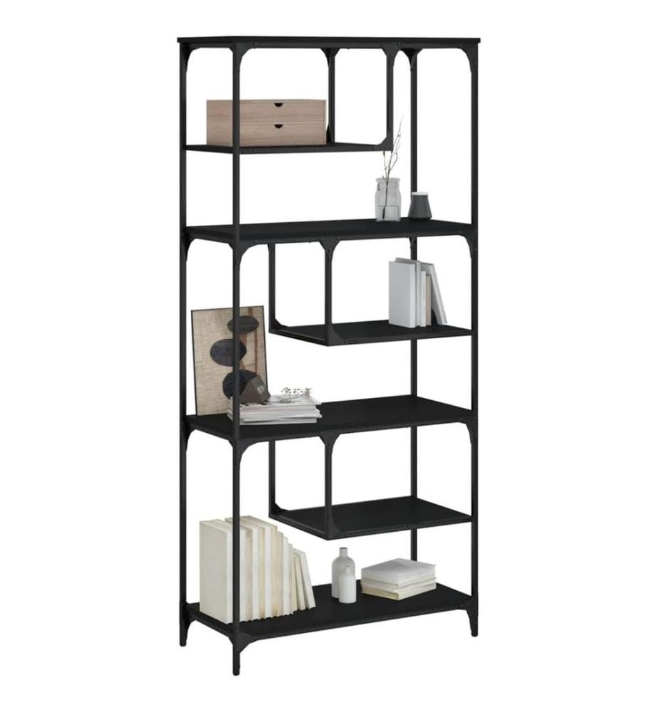 Bibliothèque noir 81x36x176 cm bois d'ingénierie