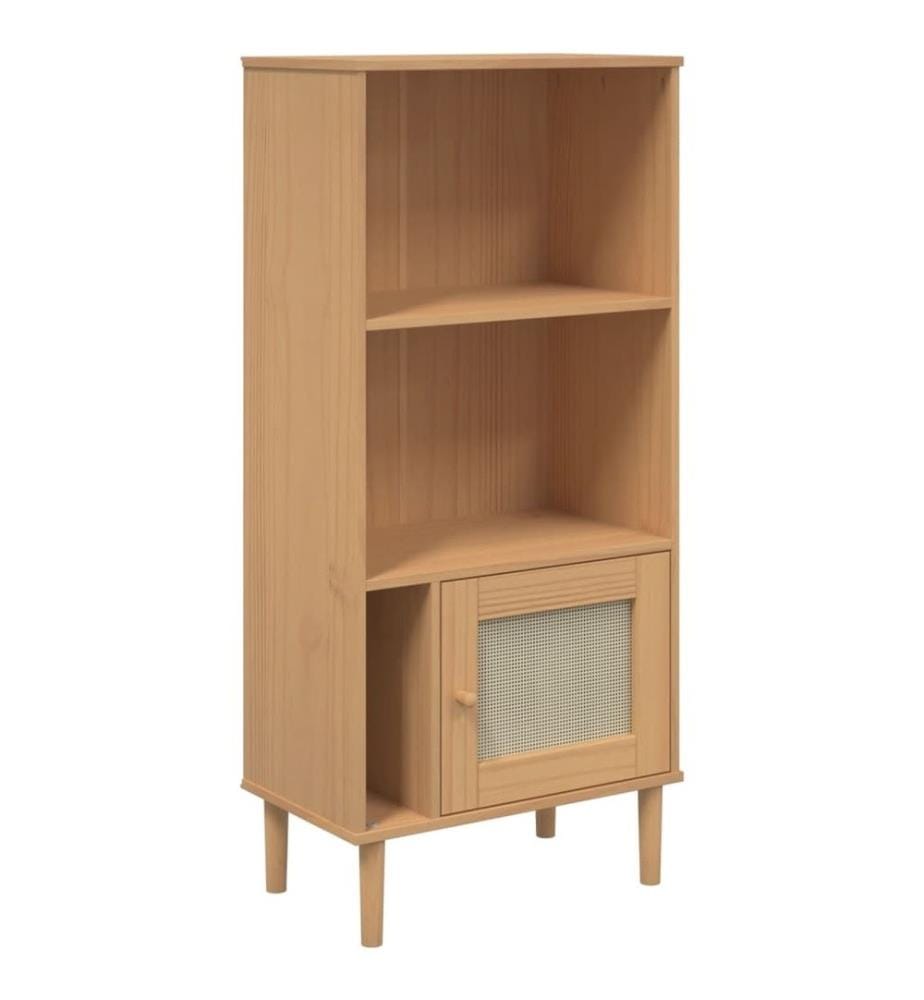 Bibliothèque SENJA aspect de rotin marron bois massif de pin