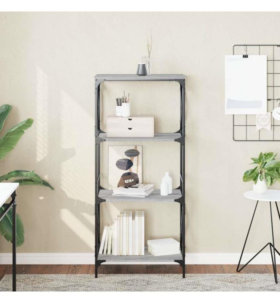 Bücherregal 4 Böden Grau Sonoma 59x35x132 cm Holzwerkstoff
