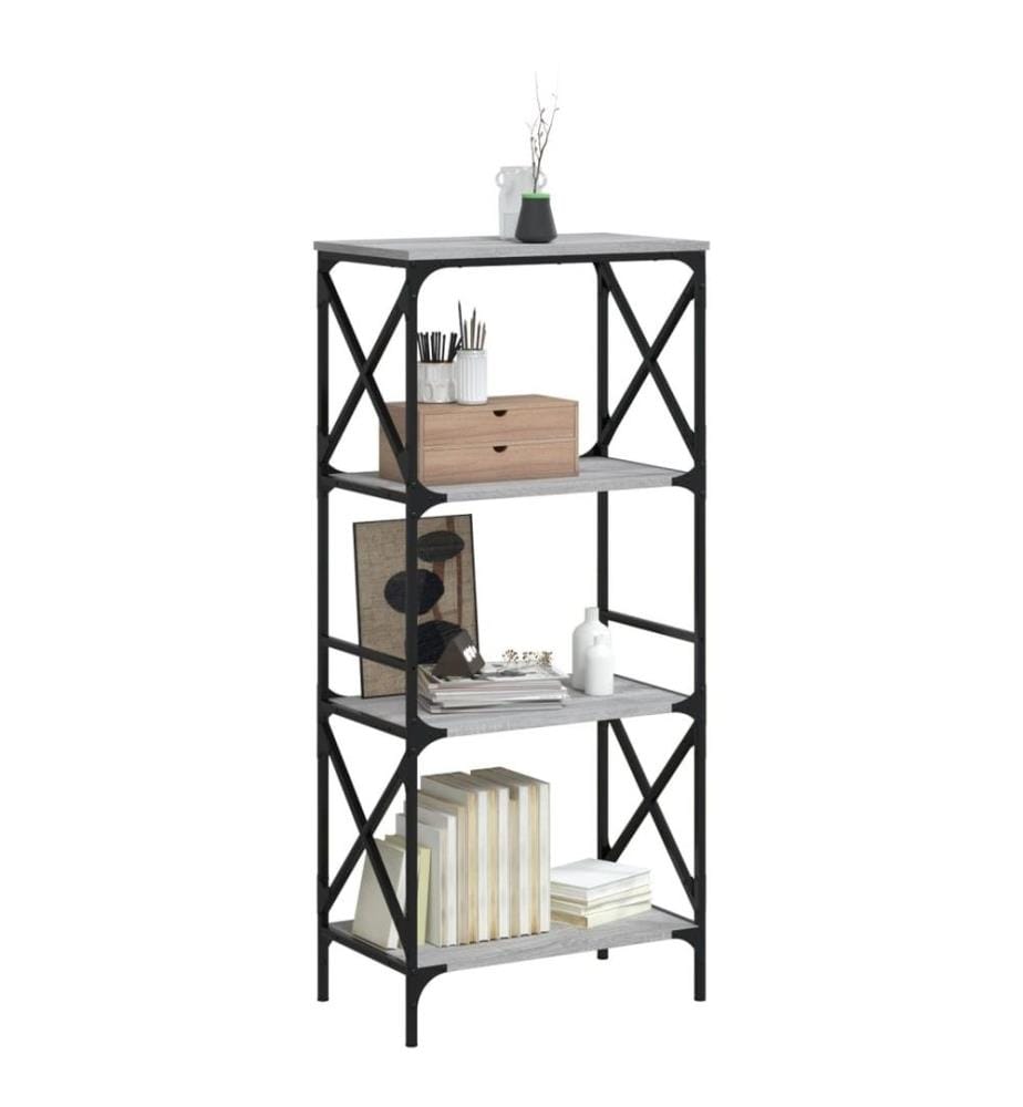Bibliothèque à 4 niveaux sonoma gris 59x35x132 cm
