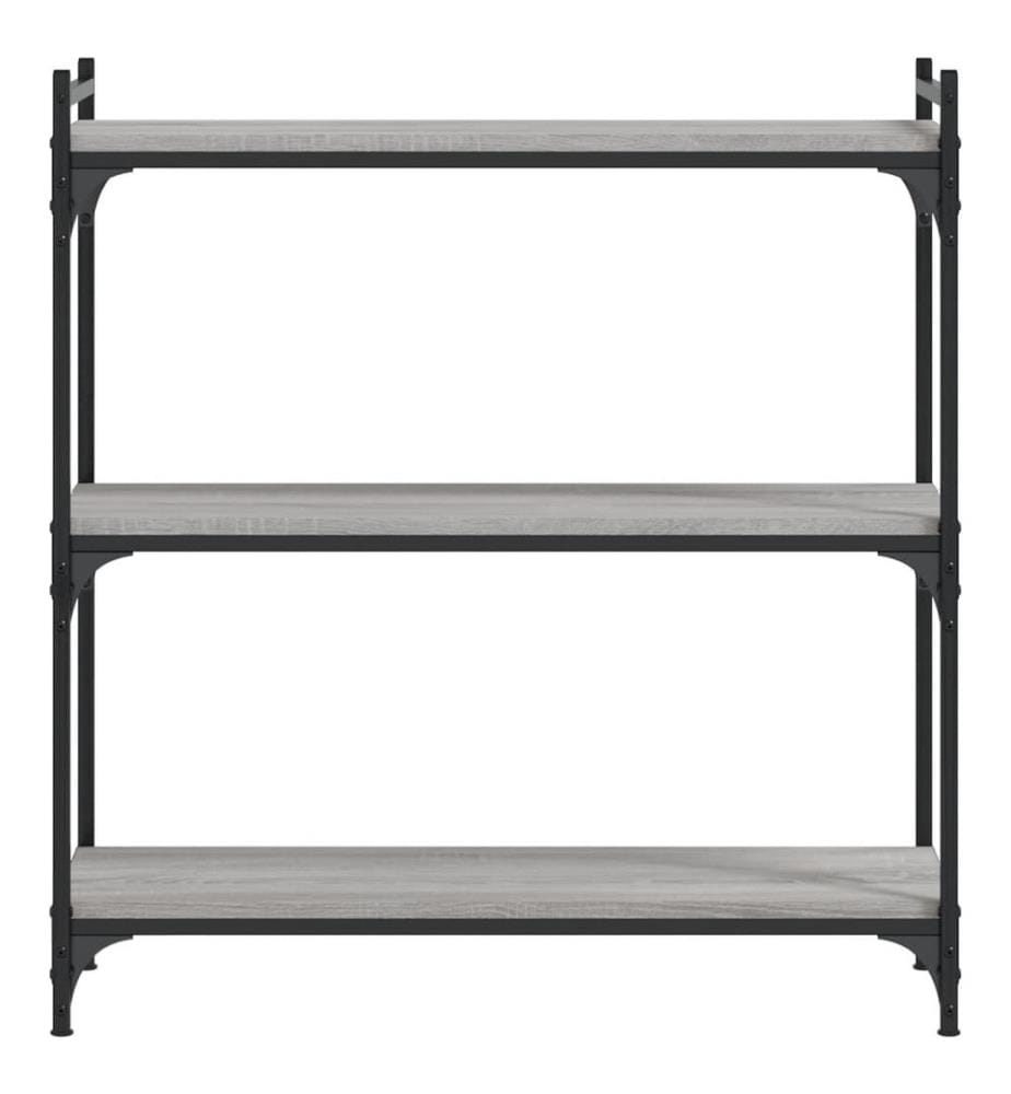 Bibliothèque 3 niveaux sonoma gris 80x30x86cm bois d'ingénierie