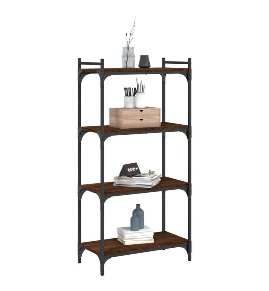 Bibliothèque 4 niveaux chêne marron 60x30x120cm bois ingénierie