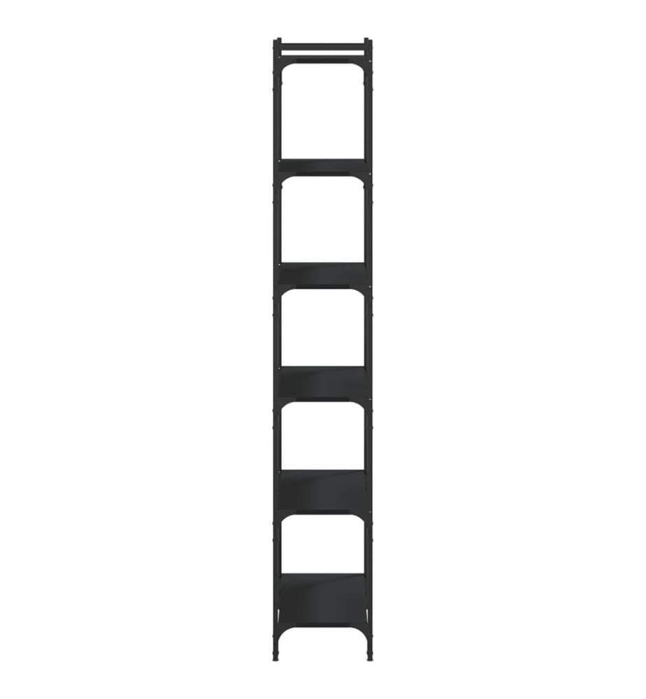 Bibliothèque 6 niveaux noir 80x30x188 cm bois d'ingénierie