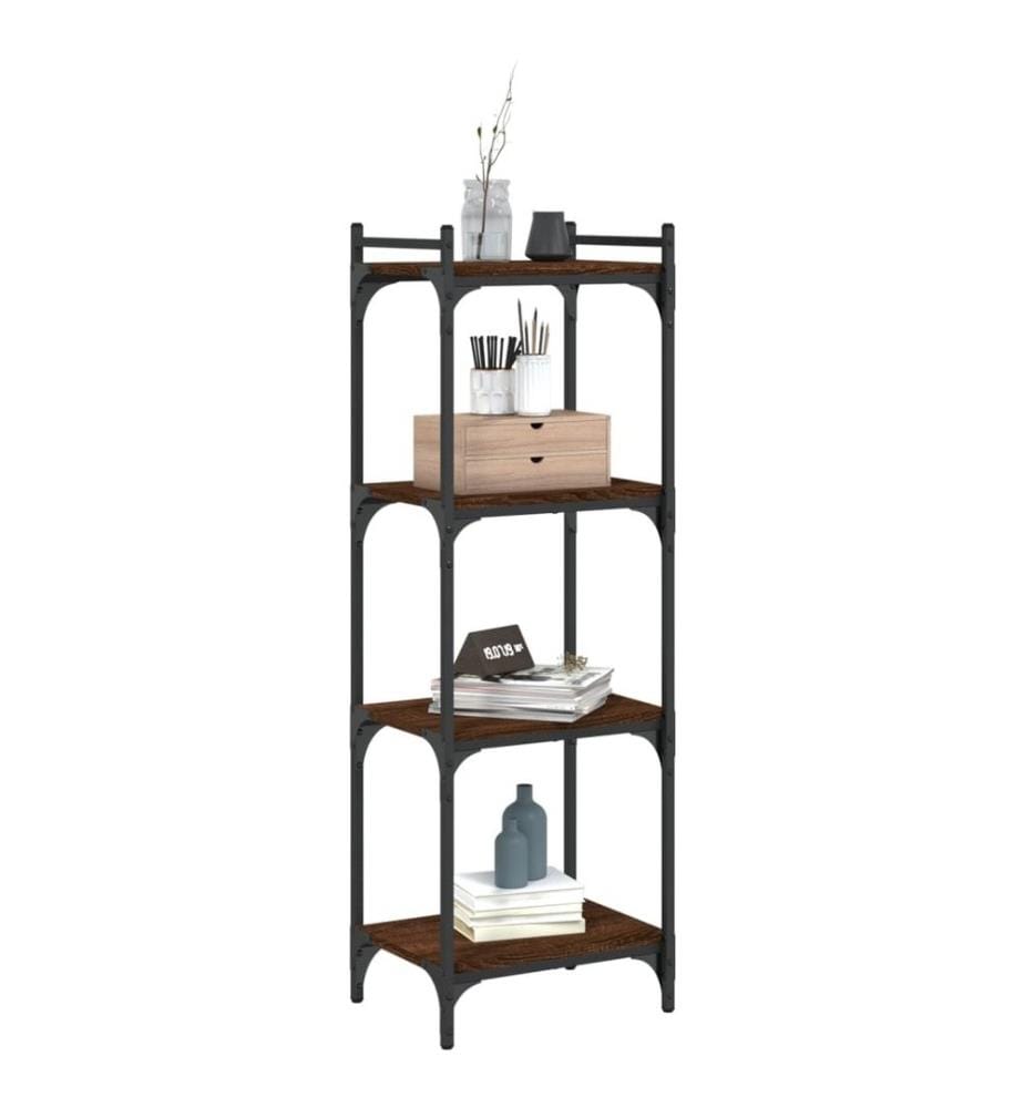 Bibliothèque 4 niveaux chêne marron 40x30x120cm bois ingénierie