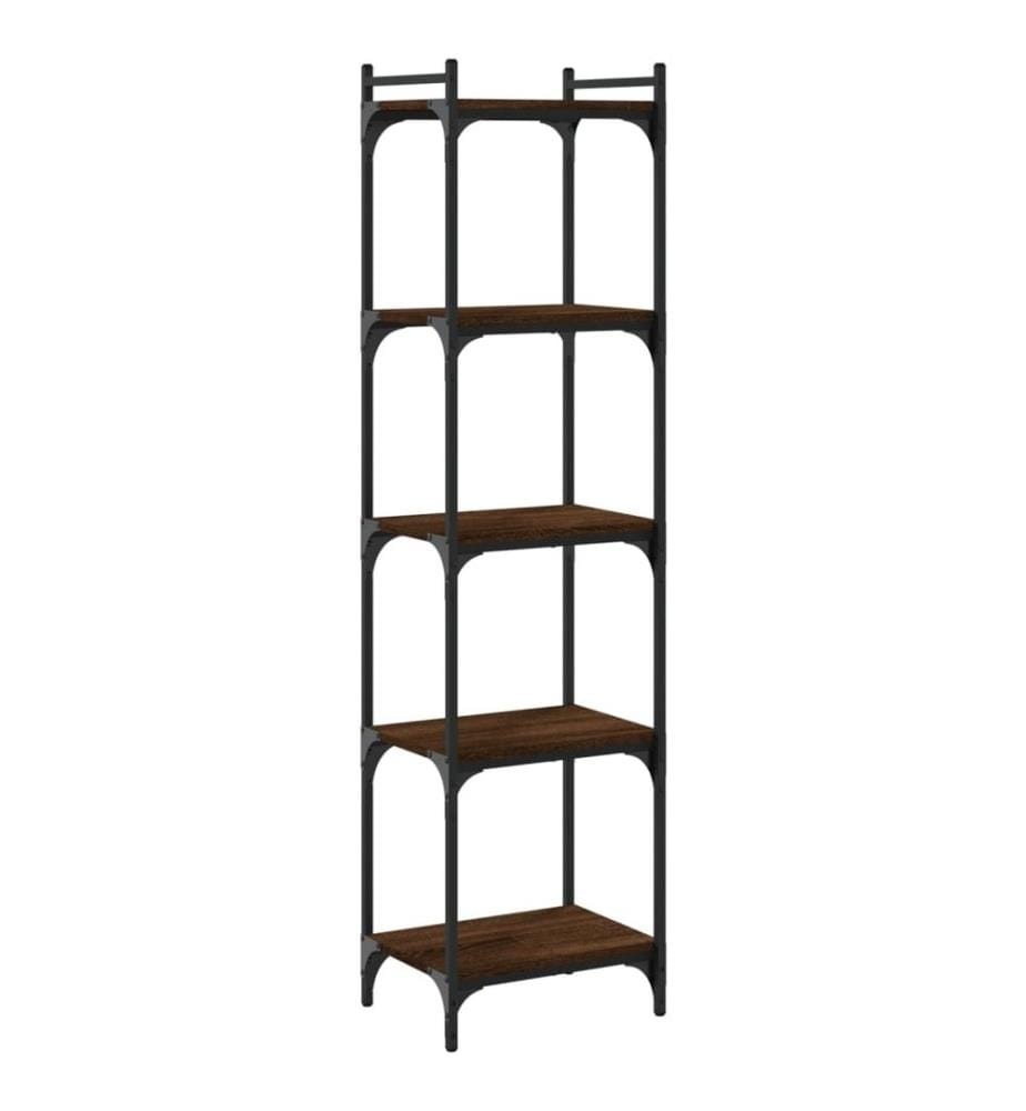 Bibliothèque 5 niveaux chêne marron 40x30x154cm bois ingénierie