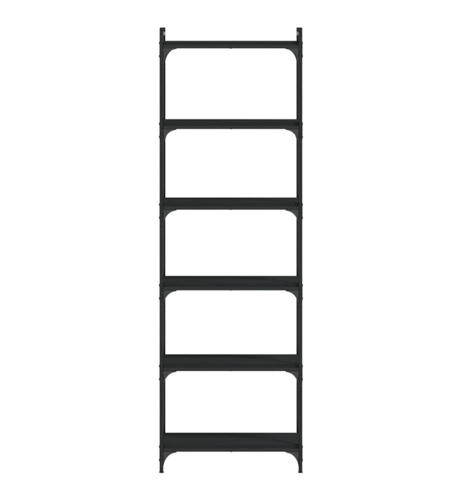 Bibliothèque 6 niveaux noir 60x30x188 cm bois d'ingénierie