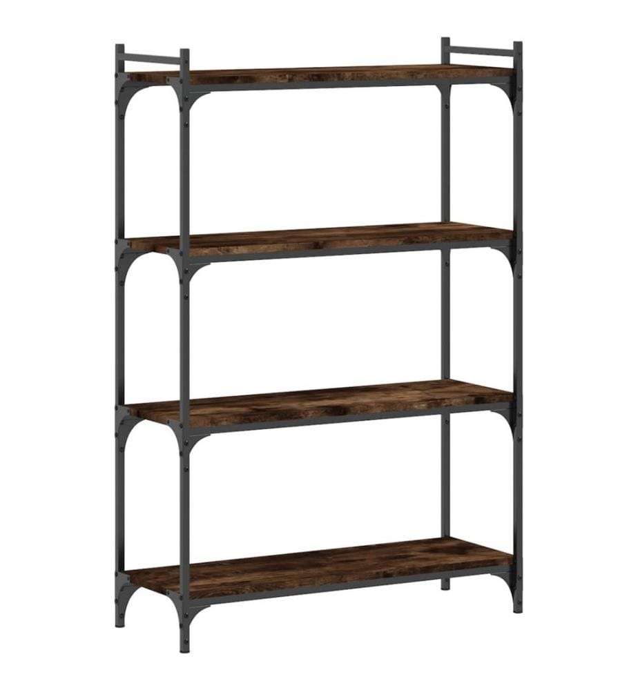 Bibliothèque 4 niveaux chêne fumé 80x30x120cm bois d'ingénierie