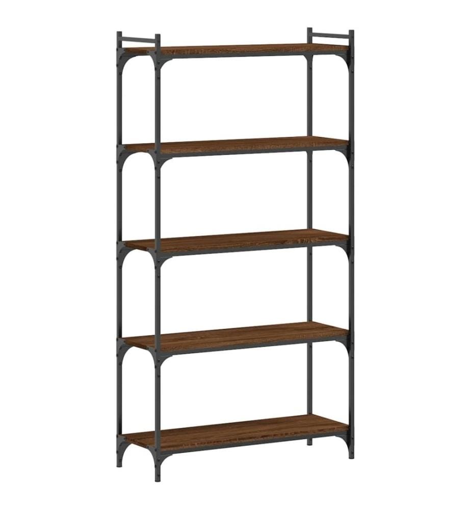 Bibliothèque 5 niveaux chêne marron 80x30x154cm bois ingénierie