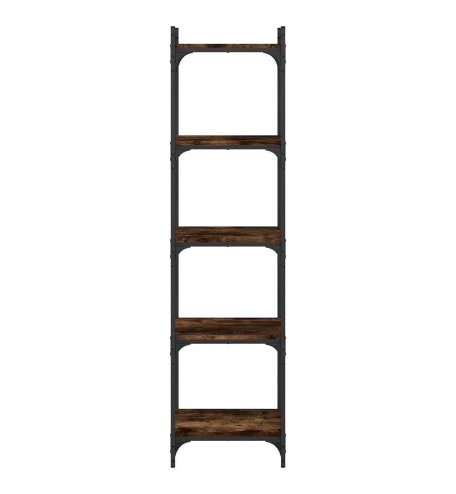 Bibliothèque 5 niveaux chêne fumé 40x30x154cm bois d'ingénierie