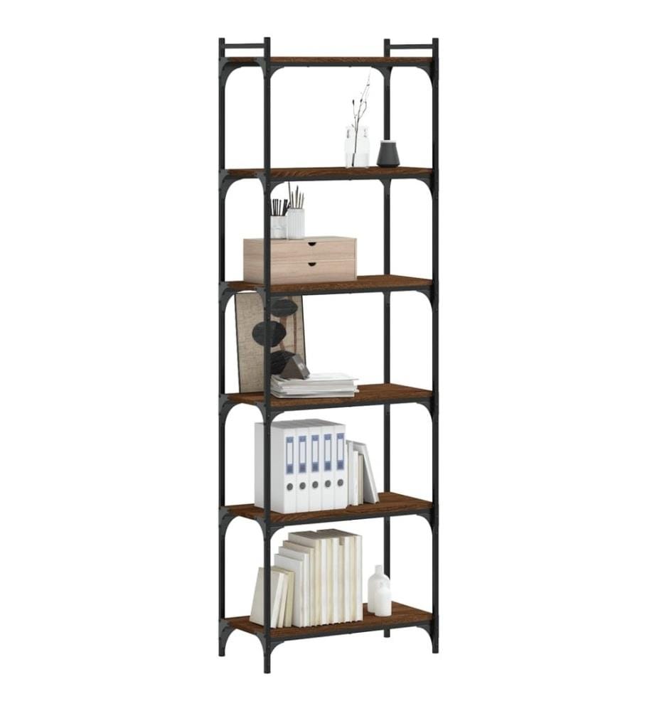 Bibliothèque 6 niveaux chêne marron 60x30x188cm bois ingénierie