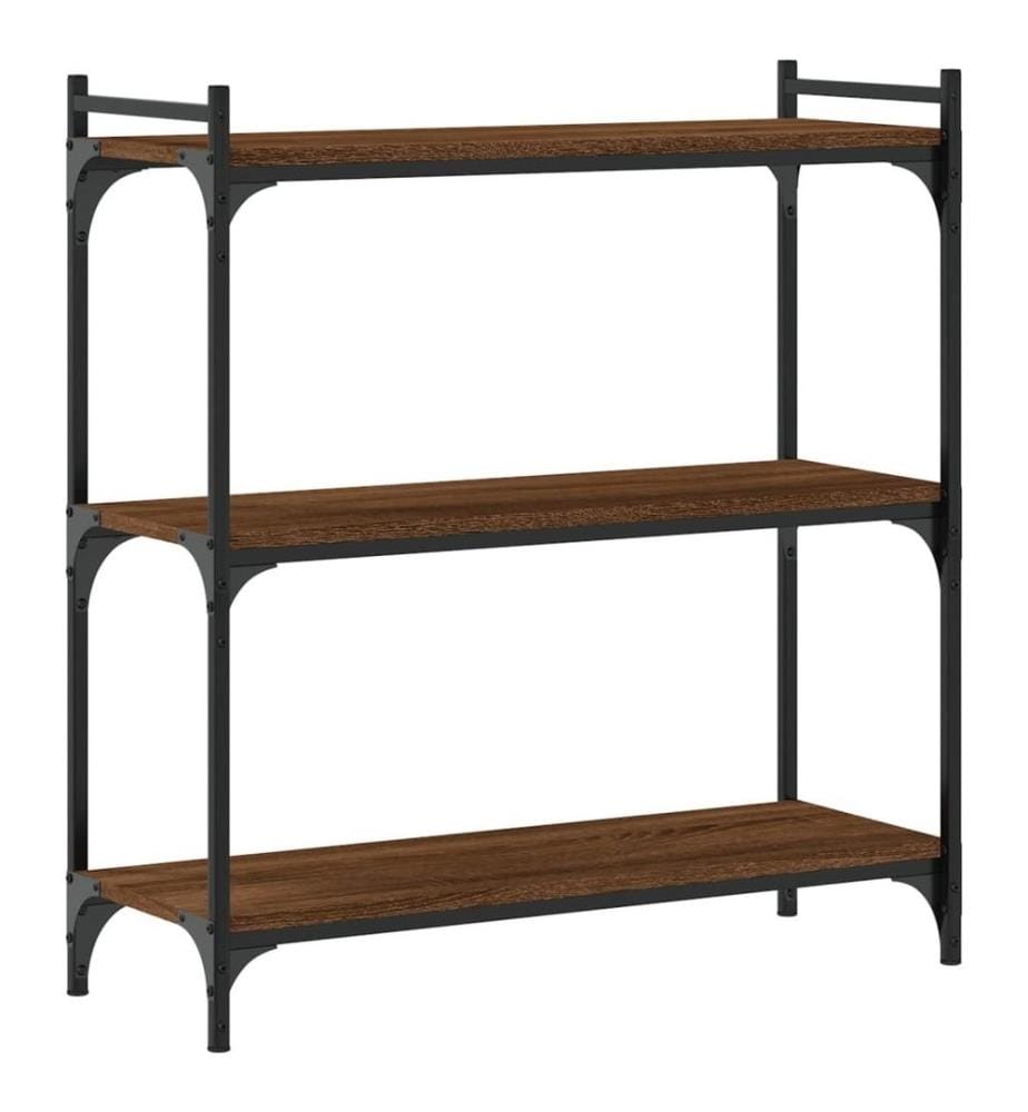 Bibliothèque 3 niveaux chêne brun 80x30x86 cm bois d'ingénierie