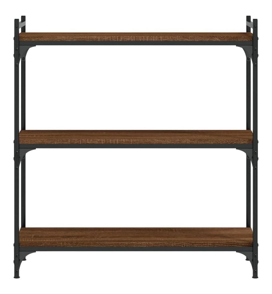 Bibliothèque 3 niveaux chêne brun 80x30x86 cm bois d'ingénierie