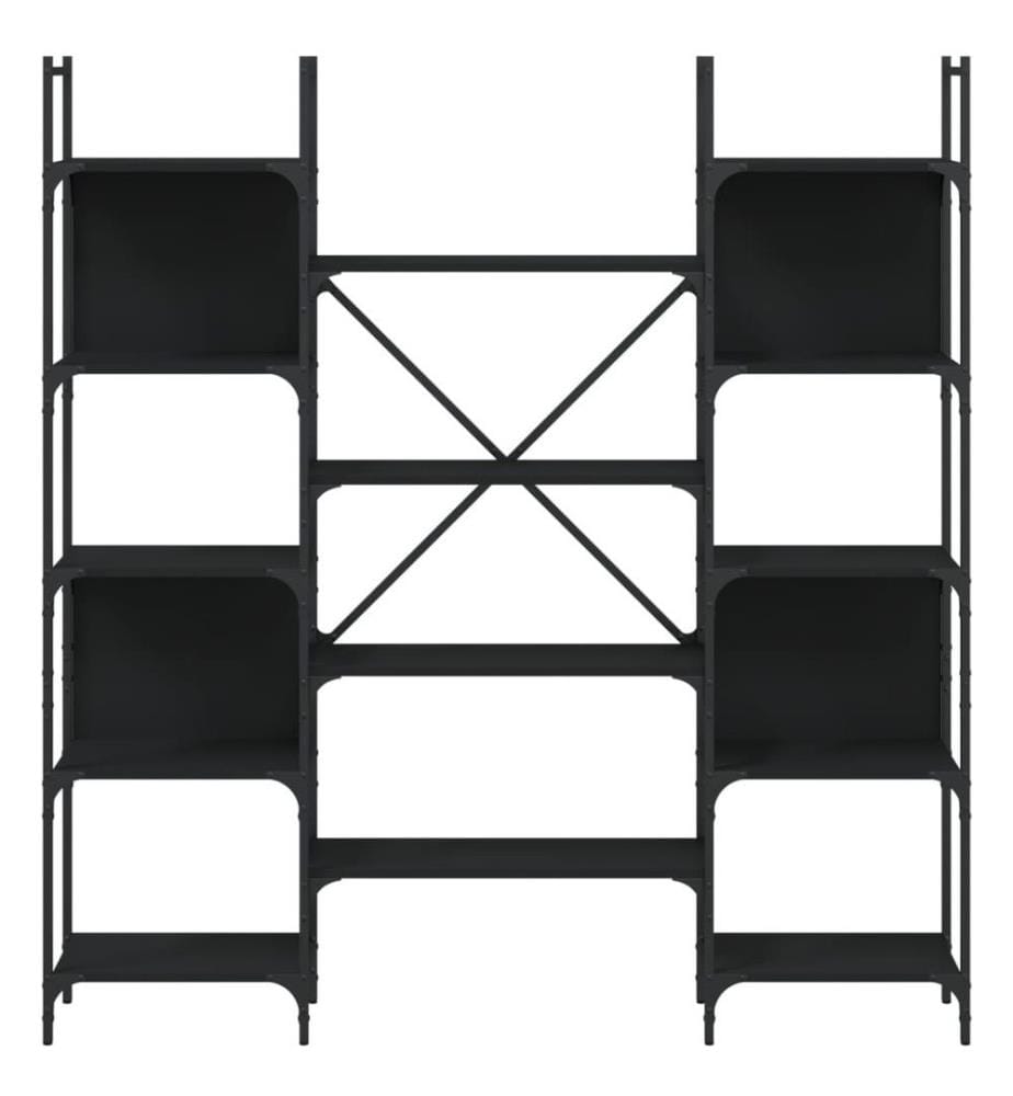 Bibliothèque noir 155,5x24x166,5 cm bois d'ingénierie