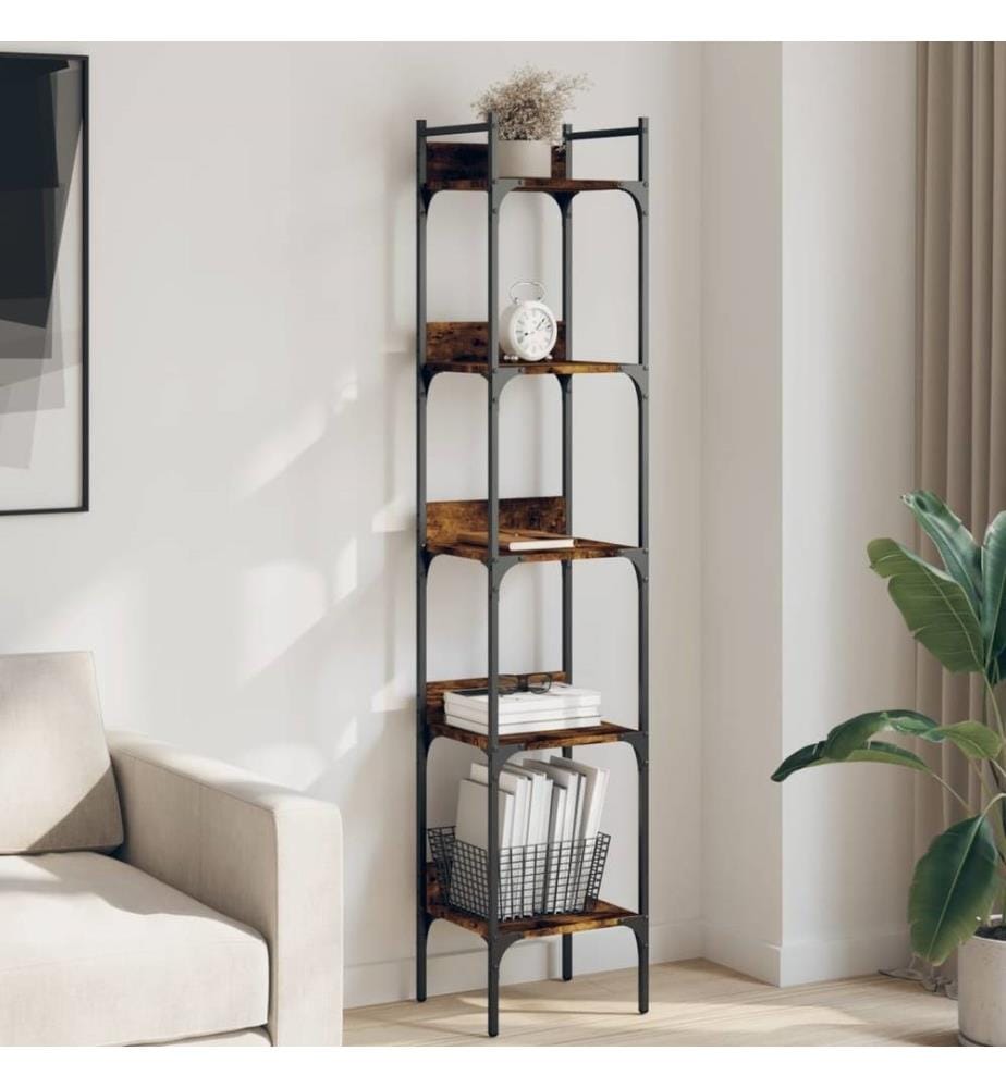 Bücherregal 5 Böden Räuchereiche 35x30x174 cm Holzwerkstoff